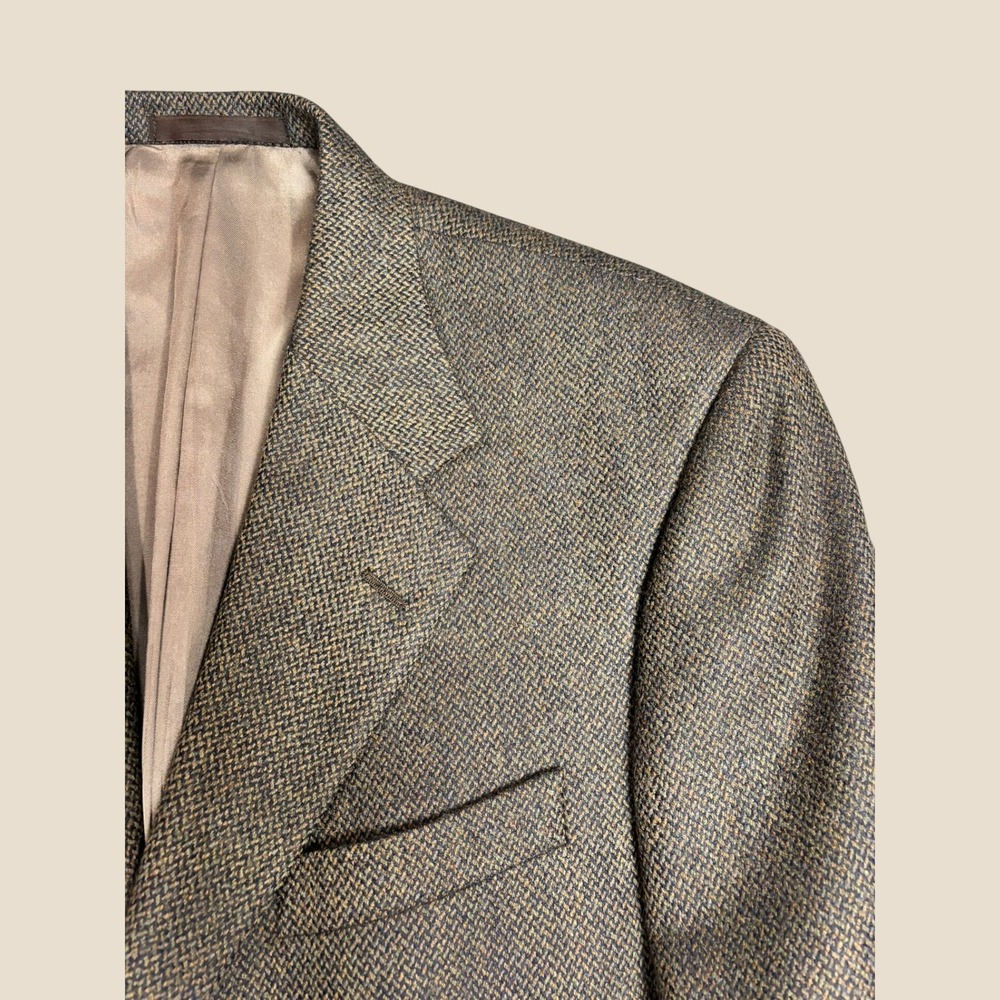 Oliver Baby Alpaca Wool Blazer Mens 41R Brown Herringbone Sport Coat Vintage